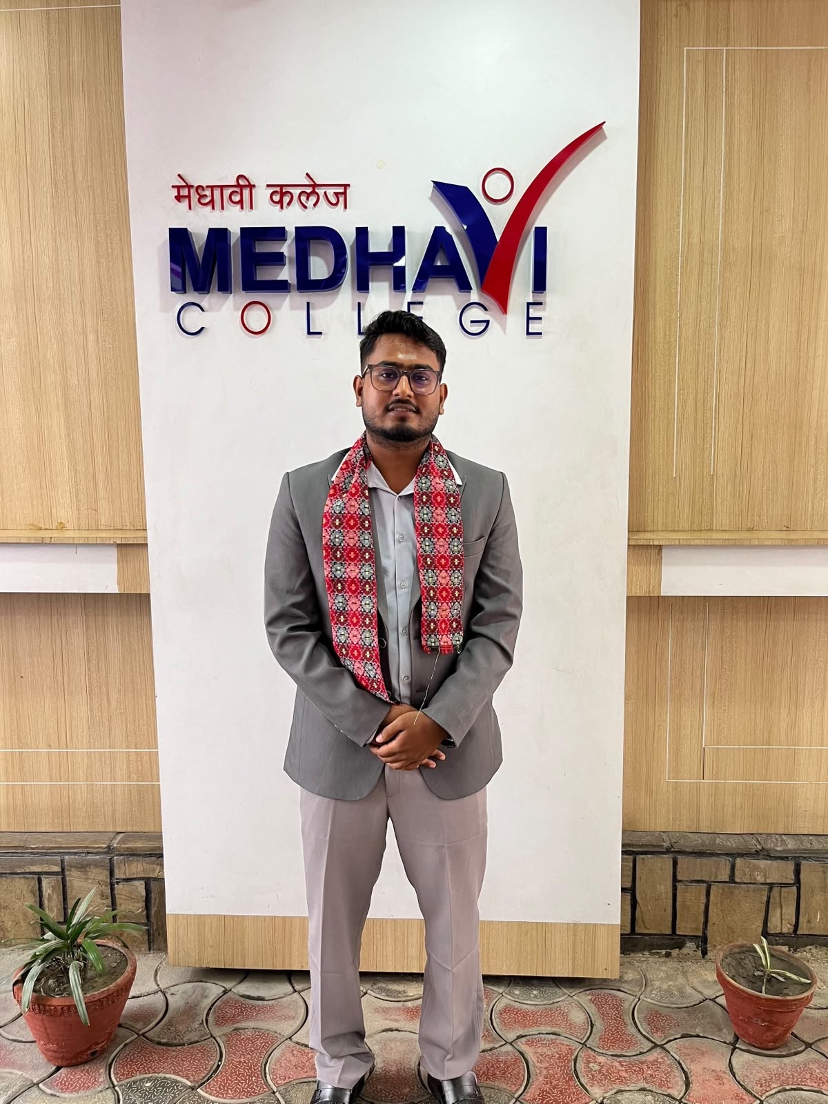 Kunal Sah after speaking at the Medhavi College induction programme